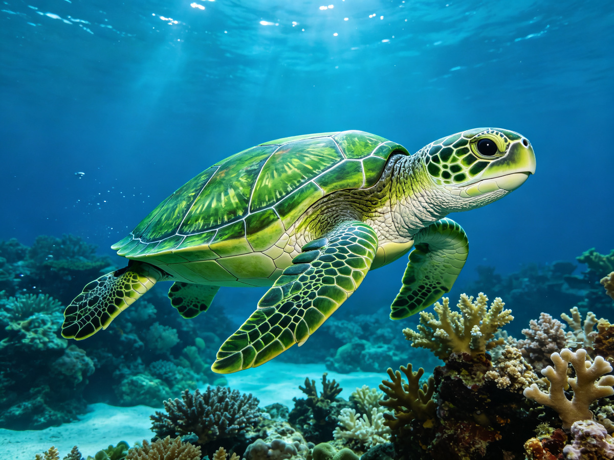 Green Sea Turtle — life-size animatronic animal model from SAGE
