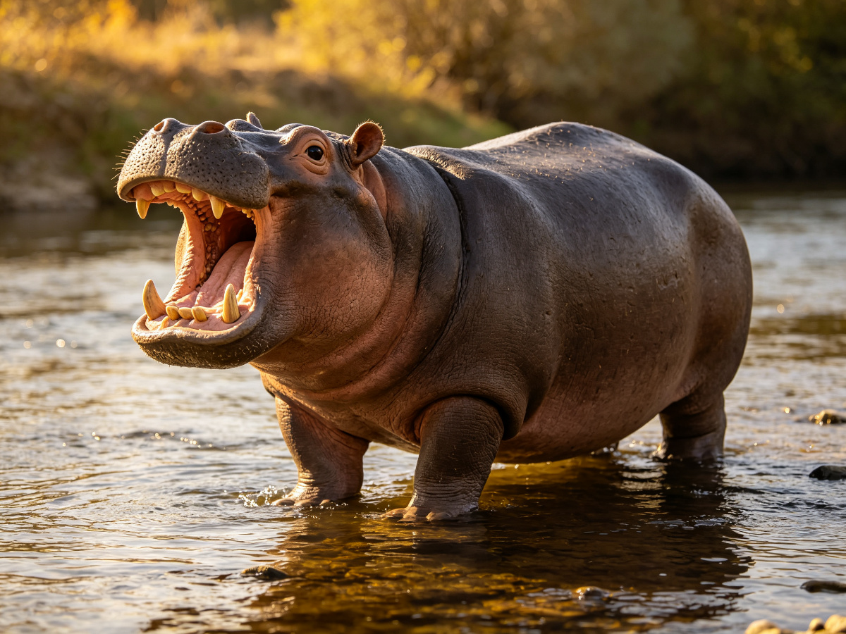 Hippopotamus — life-size animatronic animal model from SAGE