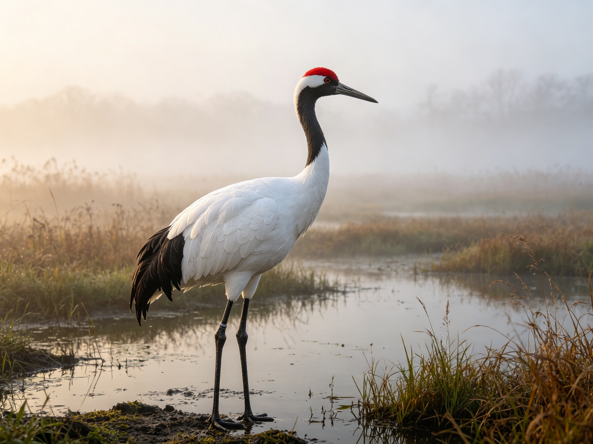 Red-crowned Crane — life-size animatronic animal model from SAGE