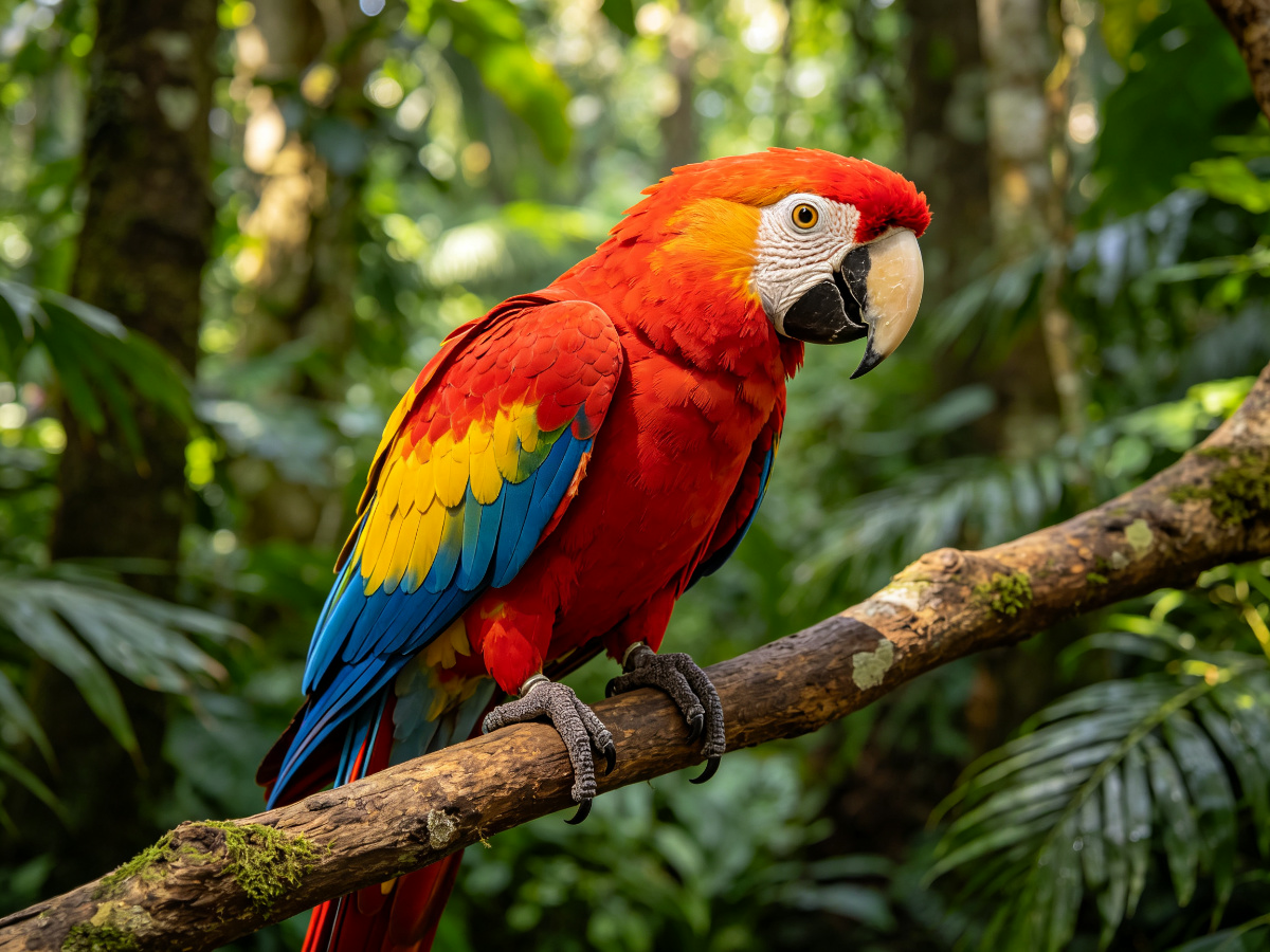 Scarlet Macaw — life-size animatronic animal model from SAGE