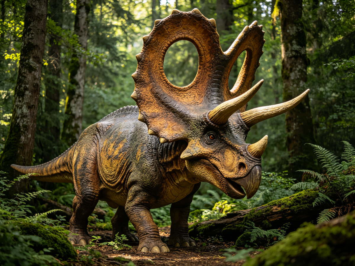 Forest Torosaurus — life-size animatronic dinosaur model from SAGE