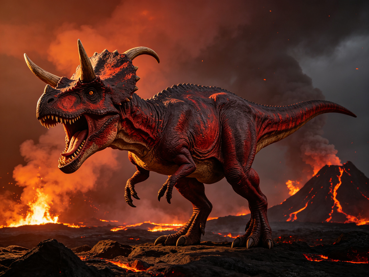 Volcanic Carnotaurus — life-size animatronic dinosaur model from SAGE