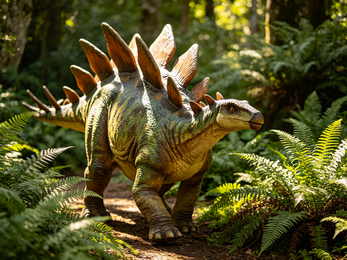 Walking Stegosaurus — life-size animatronic dinosaur model from SAGE