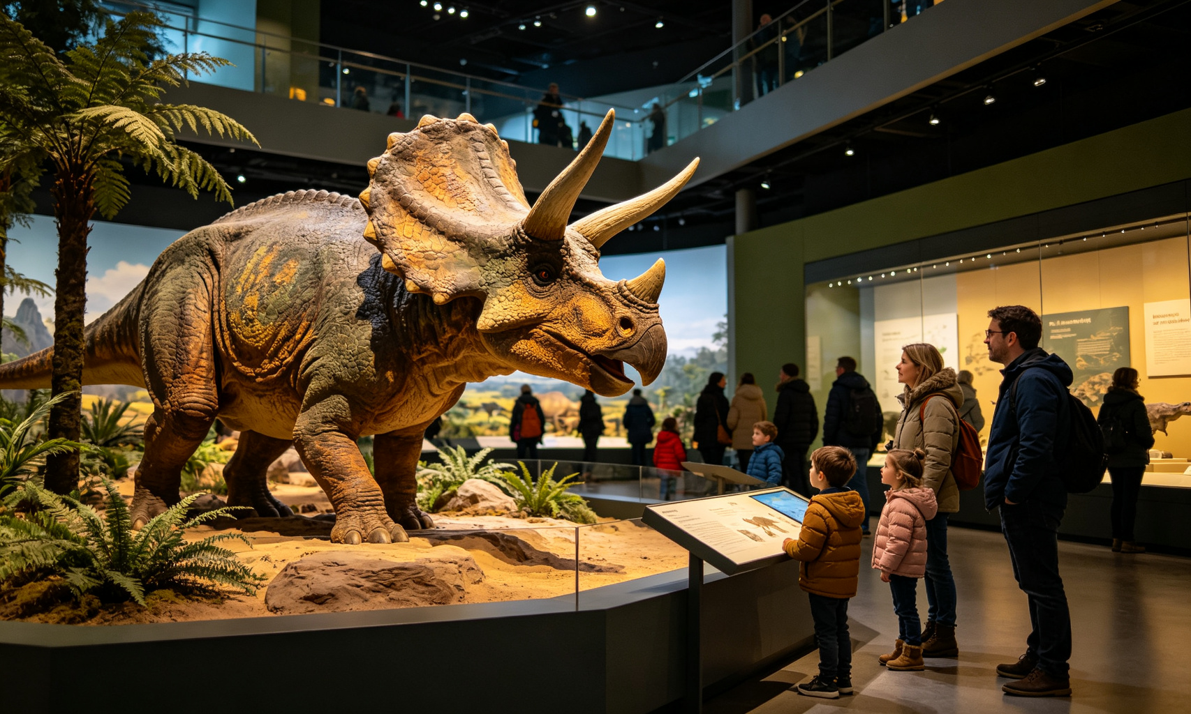 Animatronic dinosaur exhibition at natural history museum and science center