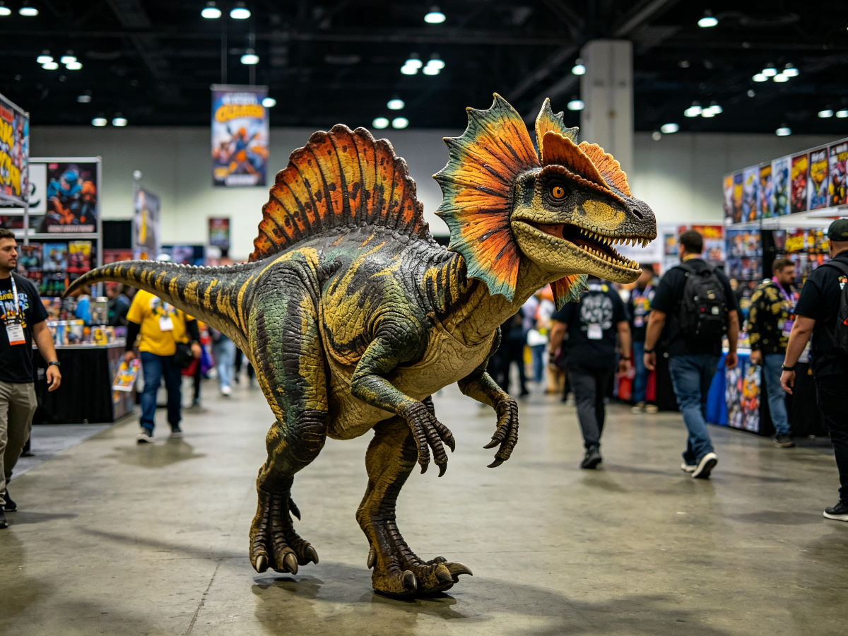Realistic walk-around dinosaur costumes for stage shows, parades and interactive entertainment