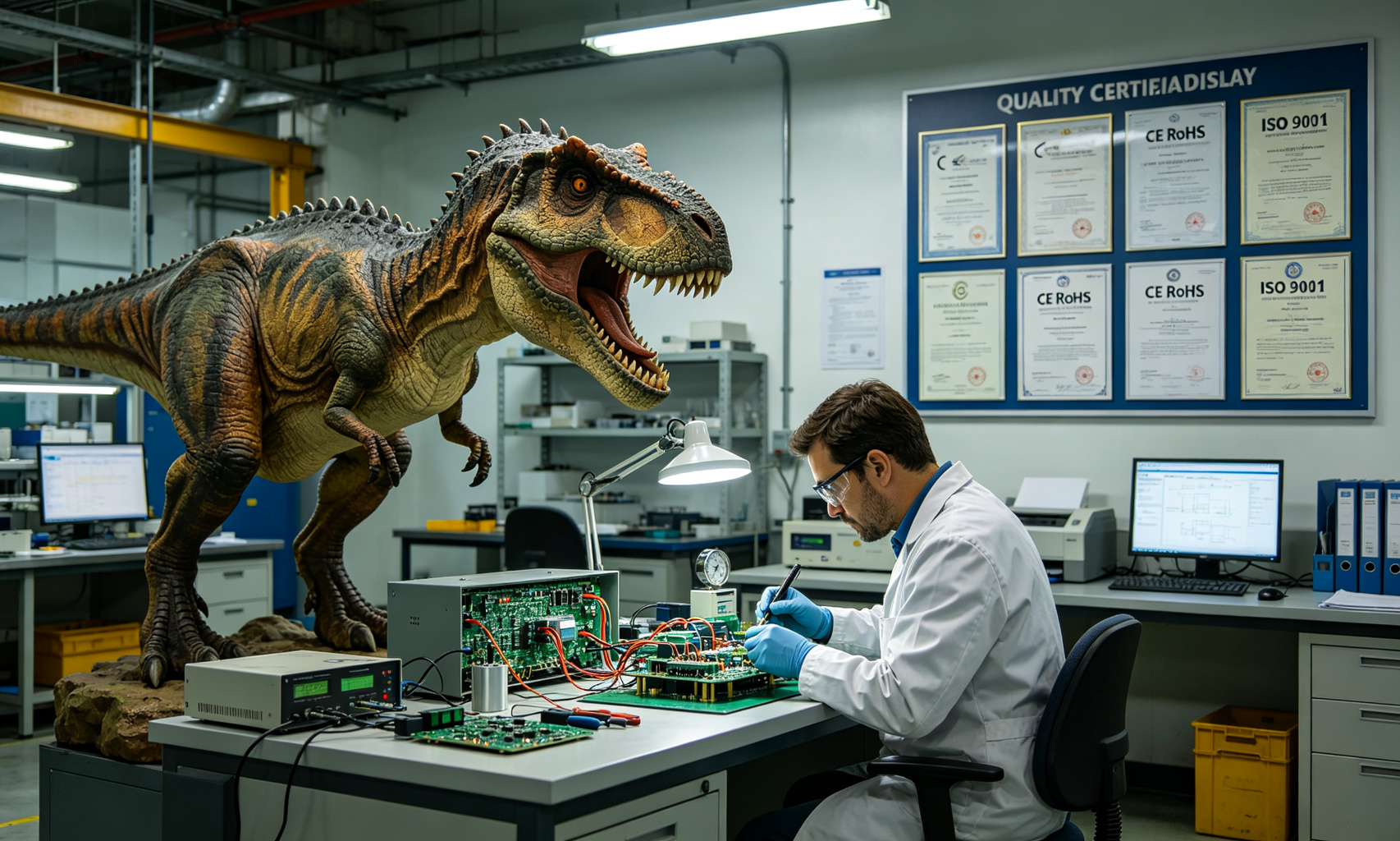 CE RoHS ISO certified animatronic dinosaur manufacturing quality standards