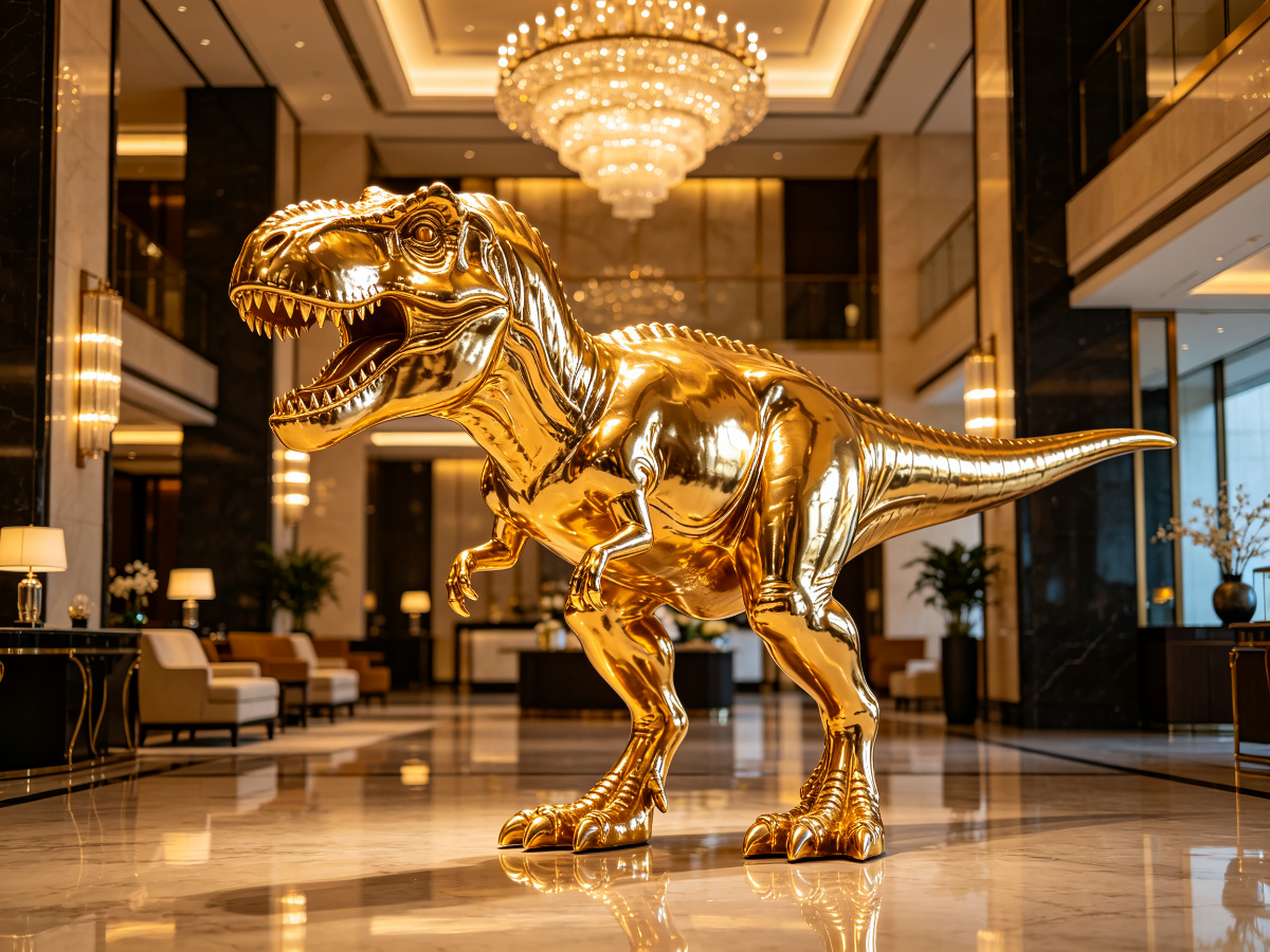 Gold T-Rex Hotel Lobby Sculpture — sculpture from SAGE