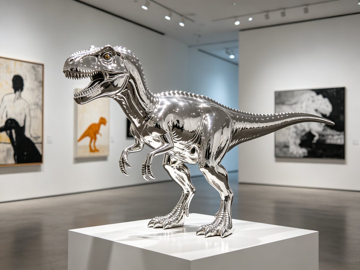 Silver Velociraptor Art Sculpture — sculpture from SAGE